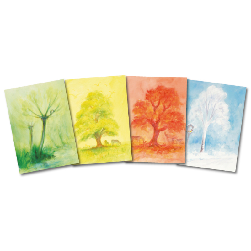 Cartoline: Gli alberi nelle stagioni - Primavera, Estate, Autunno, Inverno - set 4 cartoline