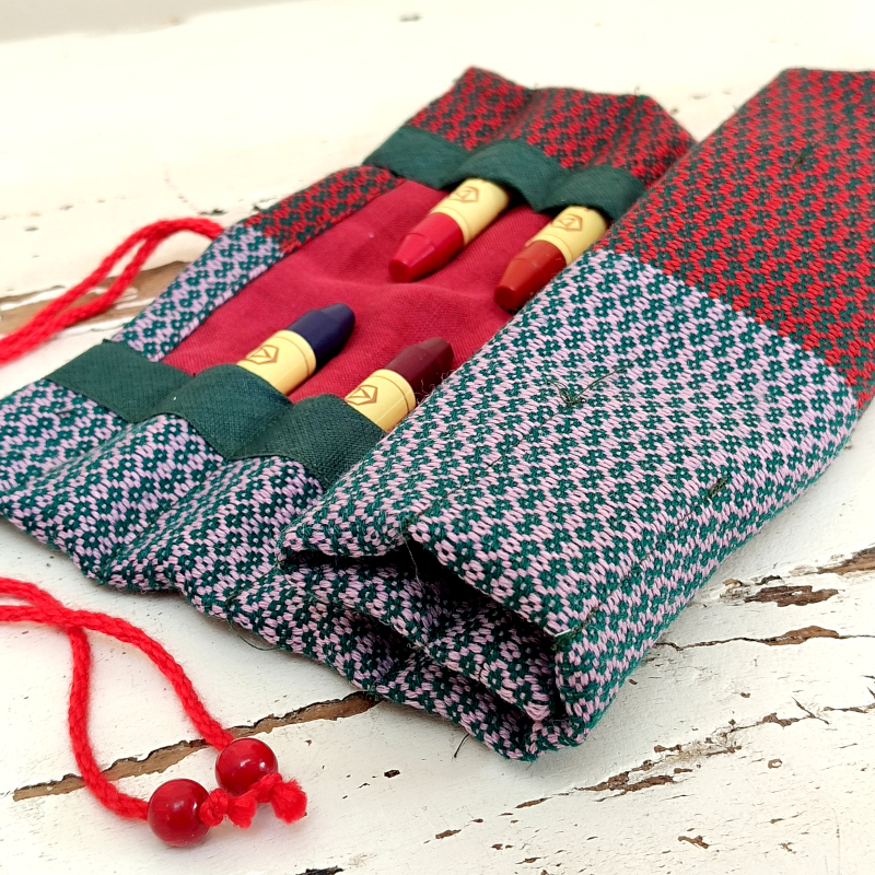 Astuccio in tela per pastelli lunghi (senza pastelli) - Fantasia 