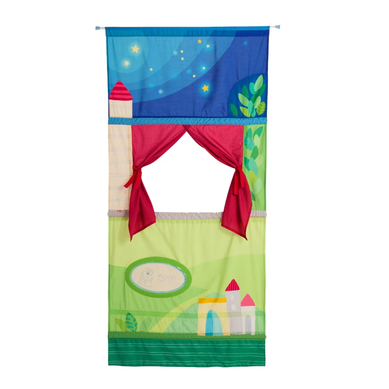 Teatrino dei burattini in stoffa da porta - Castello 