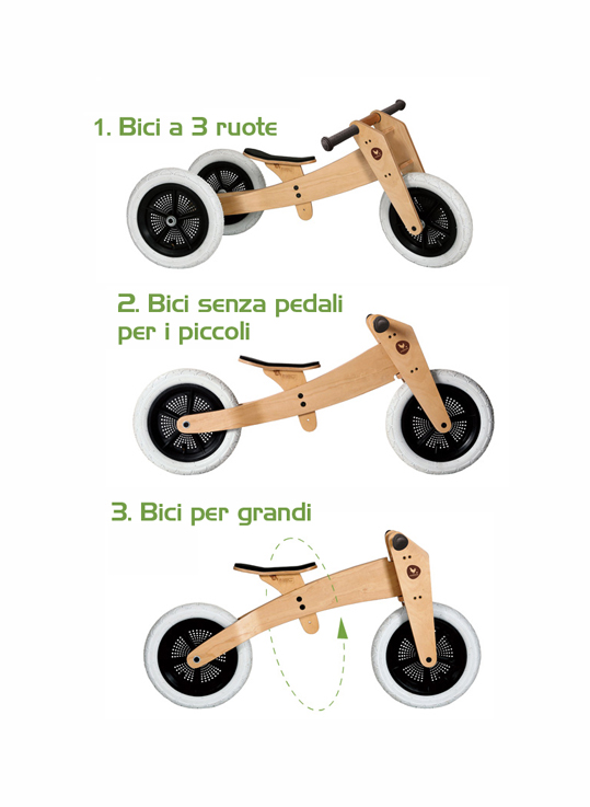 Bicicletta Wishbone tre in uno: bici senza pedali e triciclo