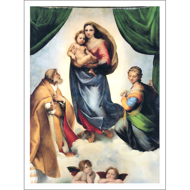 Stampa grande 66x46cm - Madonna Sistina (quadro completo) 