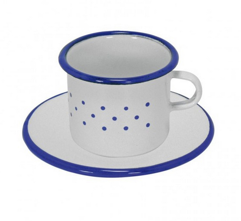 Tazza e piattino smaltati