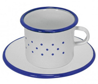 Tazza e piattino smaltati