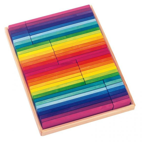 Costruzioni a listarelle di diverse lunghezze arcobaleno - 64 pezzi