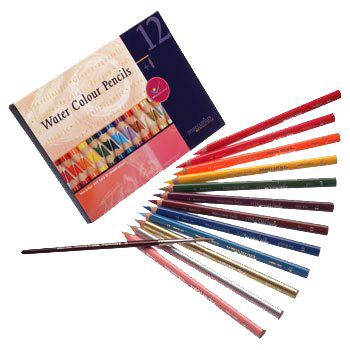 Matite grandi acquerellabili - 12 colori con pennellino colori 