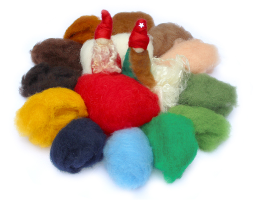Pacchetto di lana cardata adatti alla realizzazione di nanetti - 15 colori più barbe