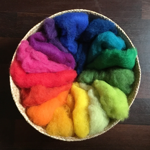 Pacchetto di lana cardata - 15 colori arcobaleno 100gr