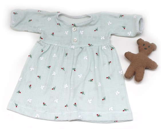 Camicia da notte a verde acqua per bambole e orsetto - pezzo unico