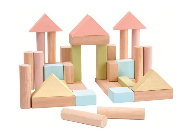 Costruzioni piccole in legno colori pastello - 40 pezzi