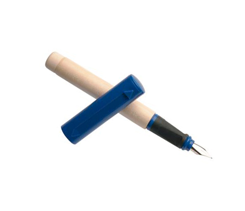 Penna stilografica calligrafica 1,5 mm con impugnatura in legno - blu 