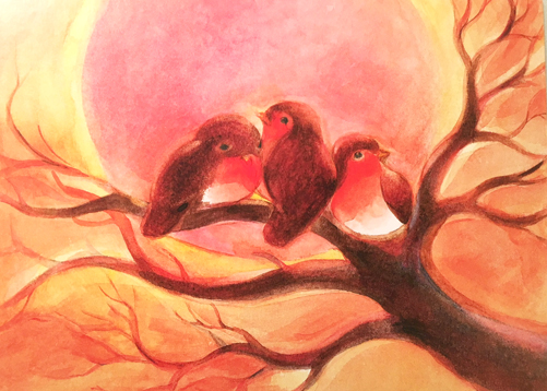 Cartolina: I tre uccellini