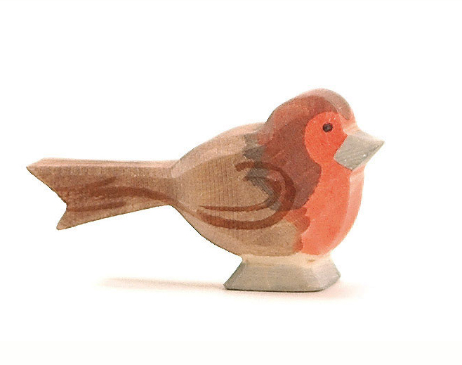Uccellino in legno - Pettirosso