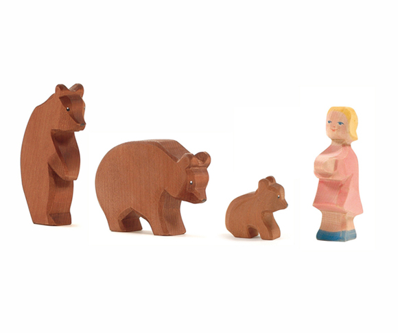 Riccioli d'oro e i tre orsi - personaggi in legno