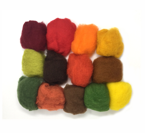 Pacchetto di lana cardata - 13 colori dell'Autunno 100gr