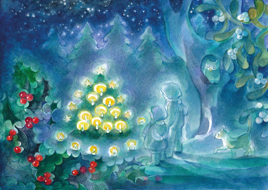 Cartolina: Albero di Natale nel bosco