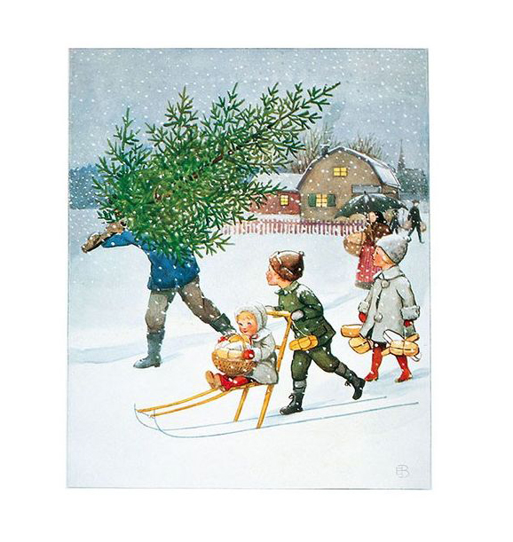 Cartolina: L'albero di Natale di Elsa Beskow
