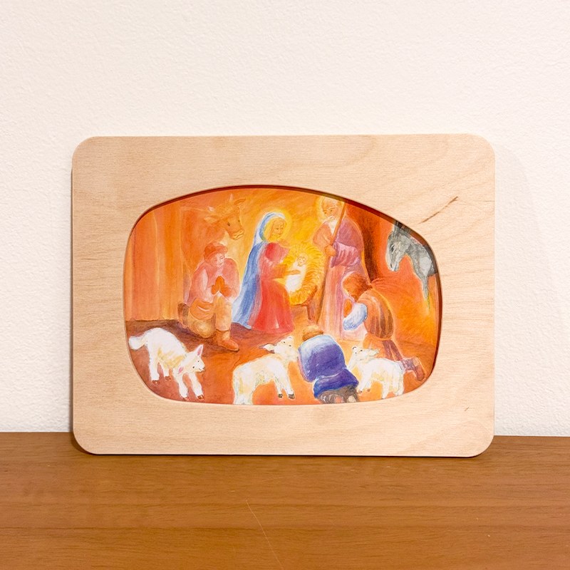 Cornice in legno per cartoline A5 - intaglio a onda