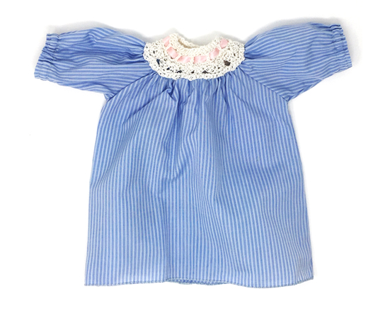 Camicia da notte a righe bianche e blu per bambole - pezzo unico