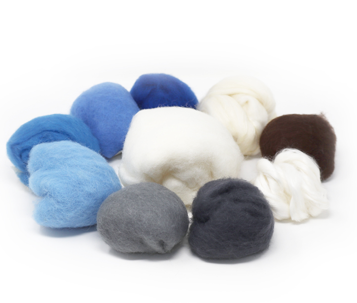 Pacchetto di lana cardata i colori dell'Inverno - NUOVI COLORI - 10 colori