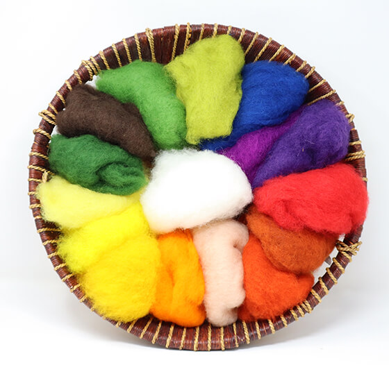 Pacchetto di lana cardata - 16 colori frutta