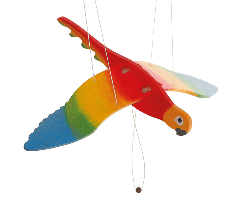 Mobile in legno - Pappagallo che muove le ali