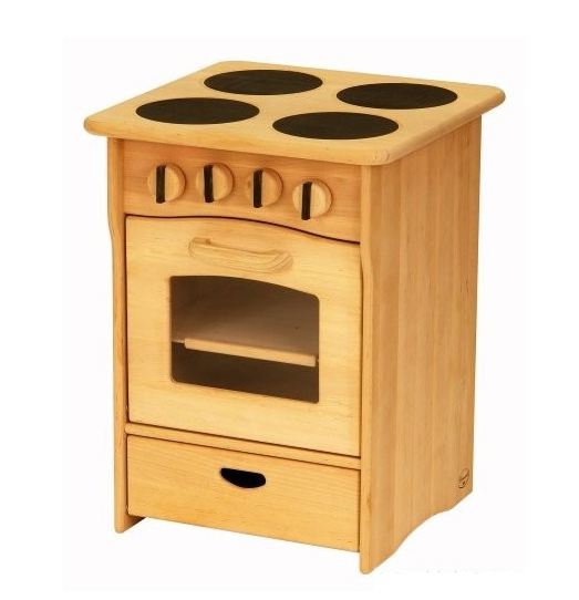 Cucina in legno naturale per bambini - 4 fornelli e forno