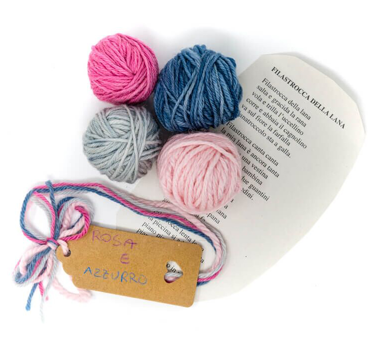 Gomitoli di pura lana per lavoretti 4 colori - Rosa e azzurro