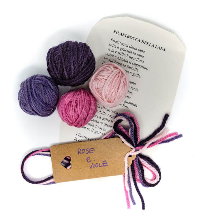 Gomitoli di pura lana per lavoretti 4 colori - Rose e viole