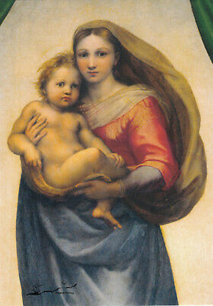 Cartolina: Madonna Sistina (dettaglio primo piano)