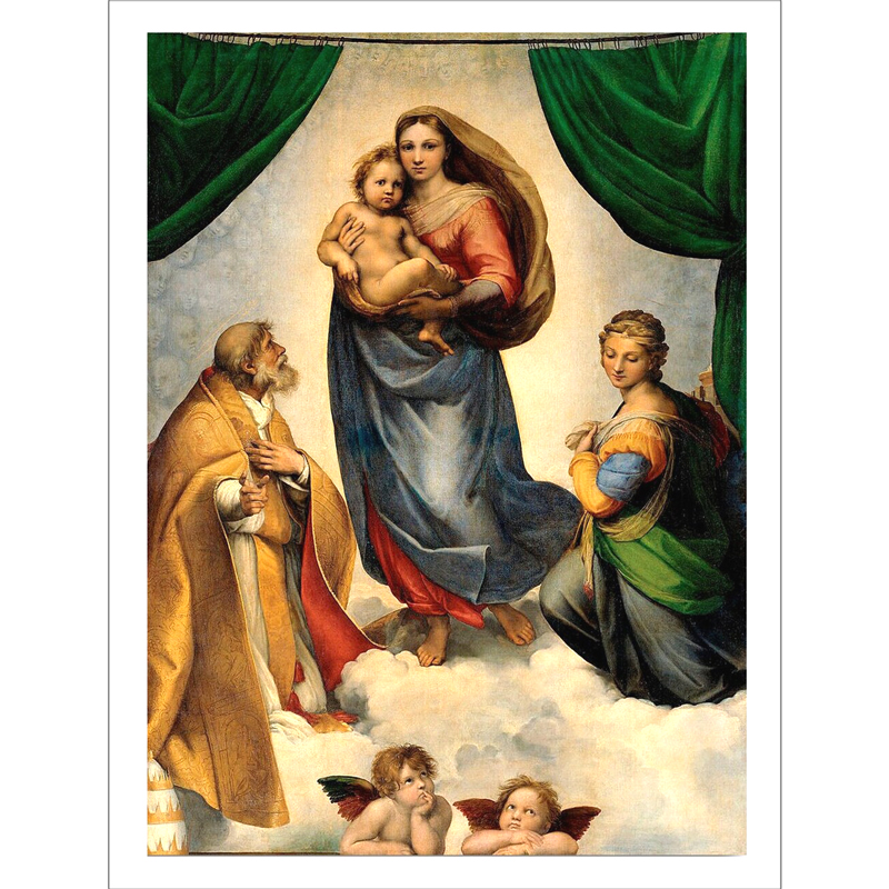 Stampa piccola 33x24cm - Madonna Sistina (quadro completo)