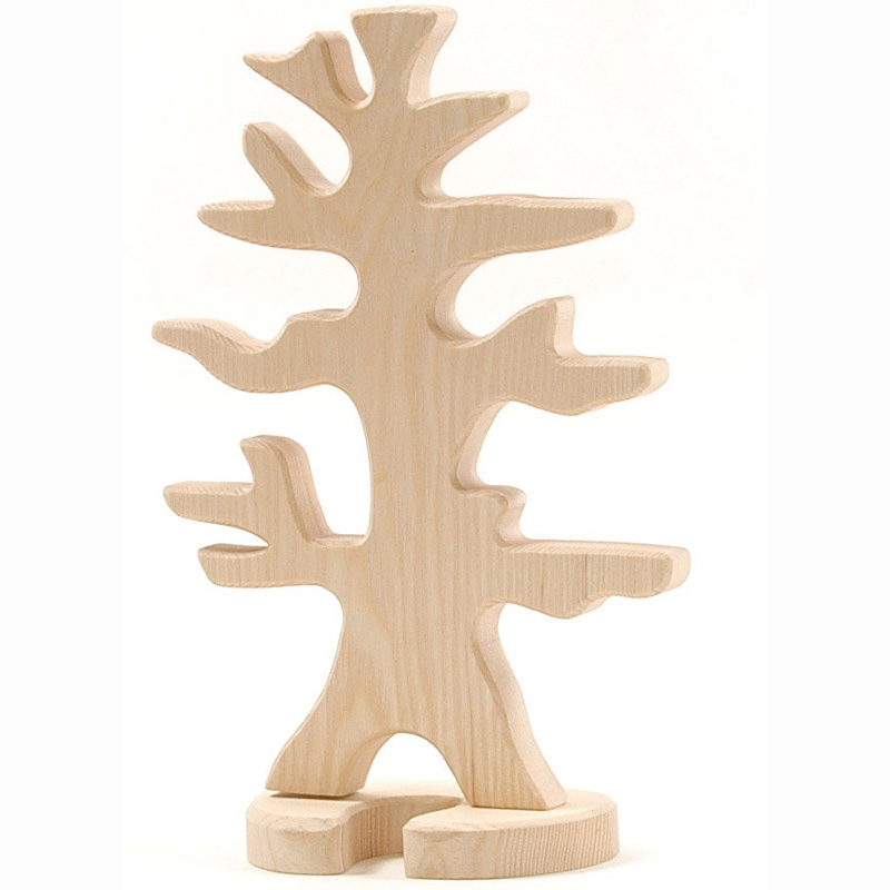 Albero in legno con supporto - per uccellini