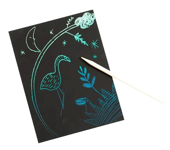 Carte da disegnare grattando - 7 fogli e una penna