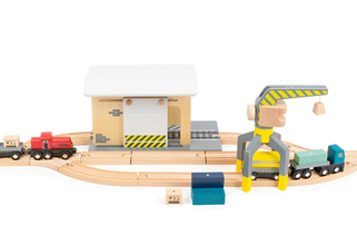 The Wooden Toy Factory - Pista per Macchinine Click Clack in Legno Set con  6 Macchine – Include