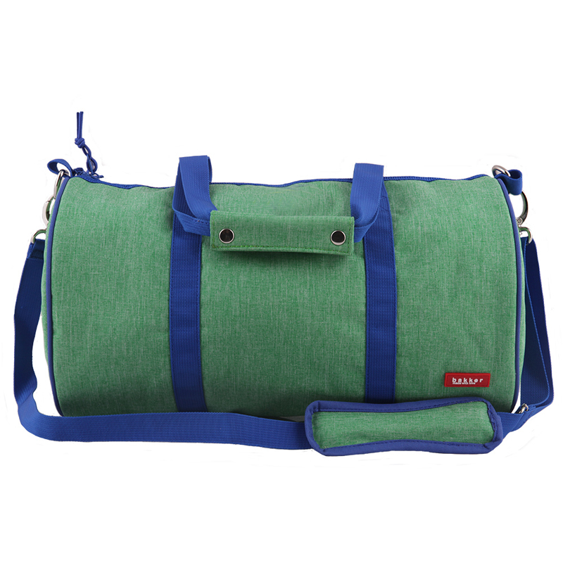 Borsa piccola in cotone con manici e tracolla - Verde e blu