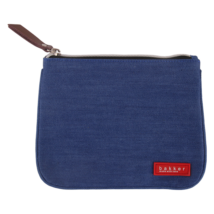 Bustina piatta in tela con cerniera - Piccola pochette - Jeans