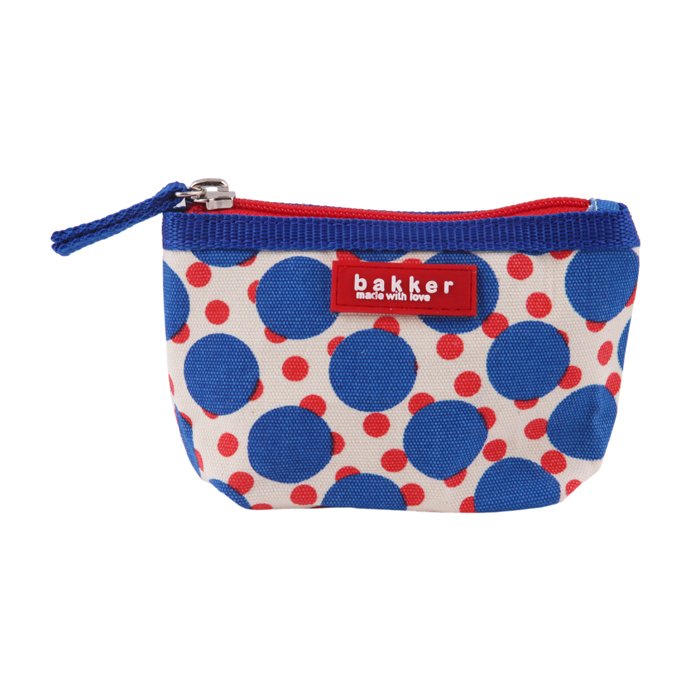 Custodia in tela di cotone con cerniera - mini - Blue & Red Dots