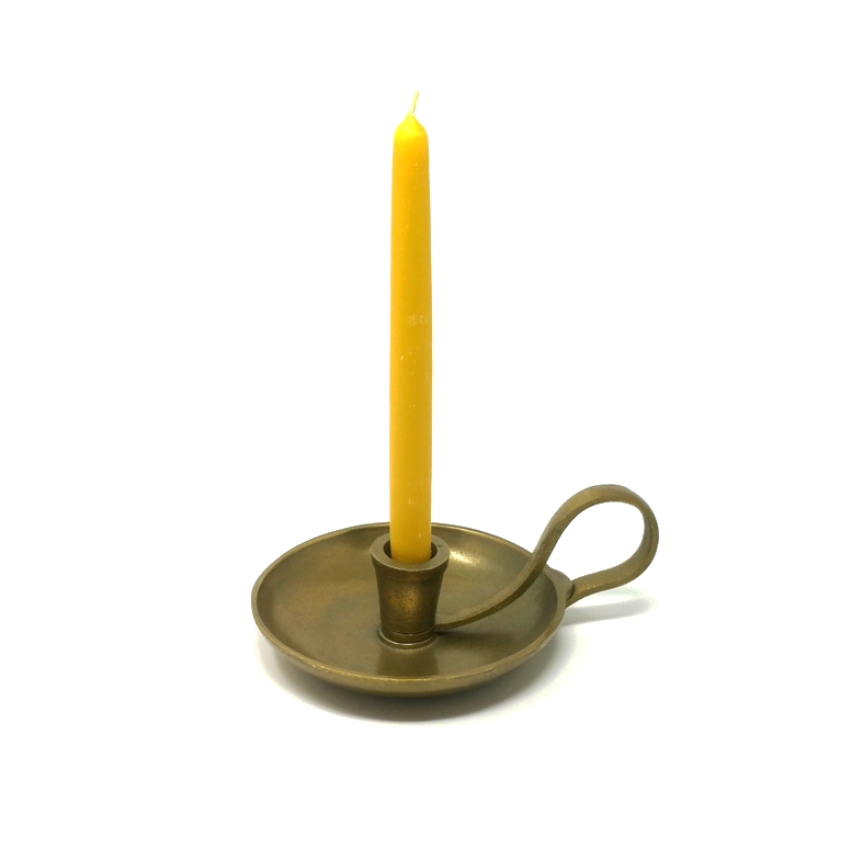 Portacandela in metallo con il manico - colore ottone