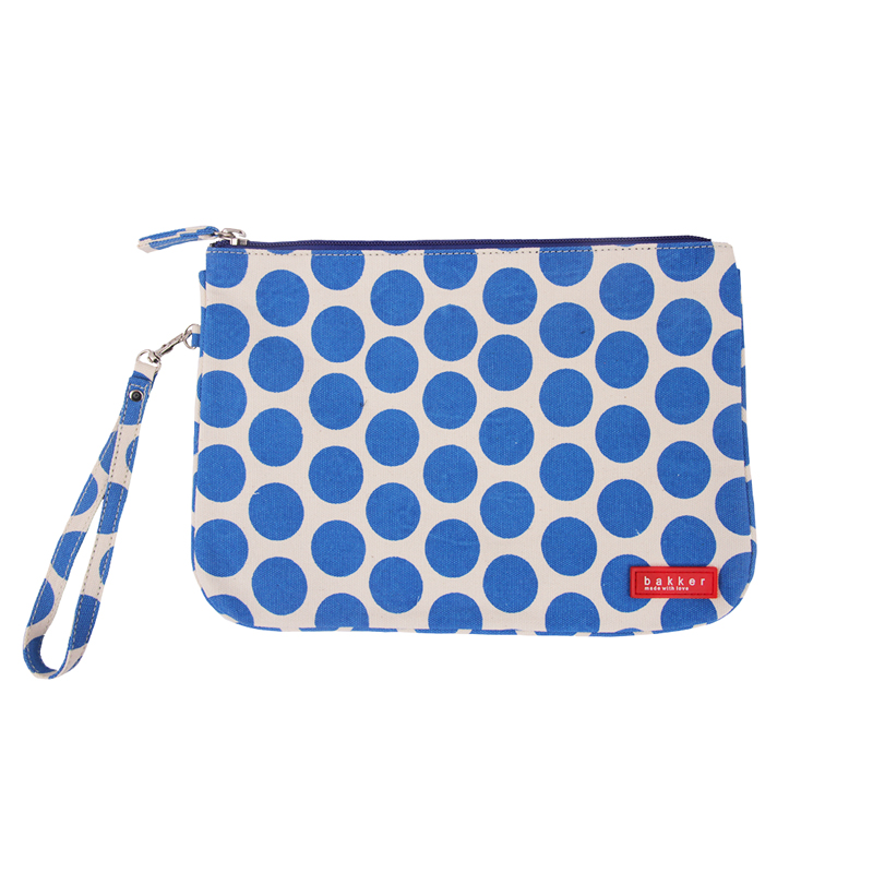 Pochette con manicotto e cerniera (25x18 cm) - Blue Dots