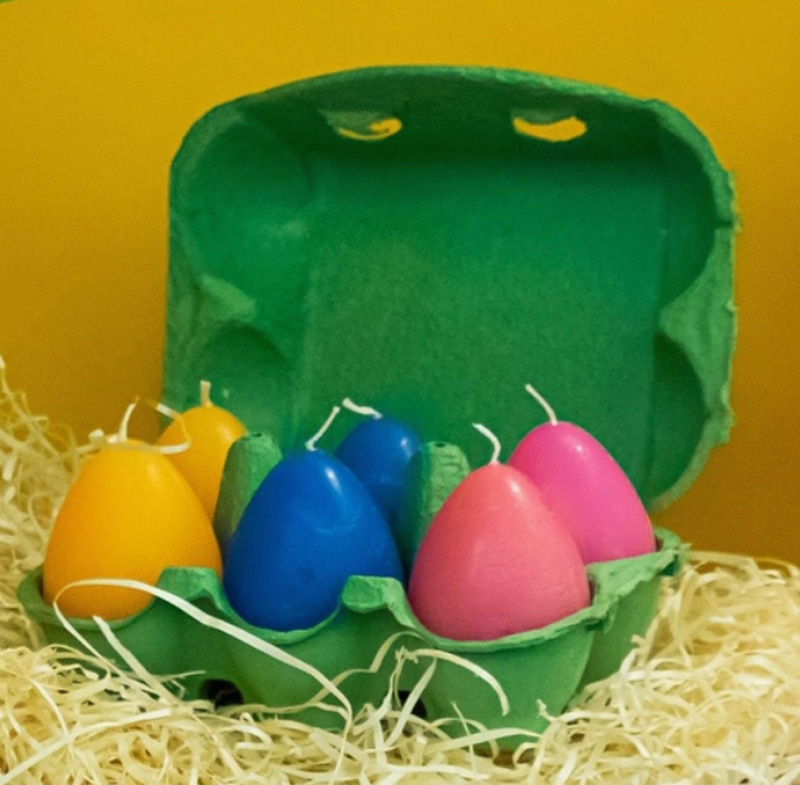 Candele a forma d'uovo colorate di cera riciclata - 6 pezzi