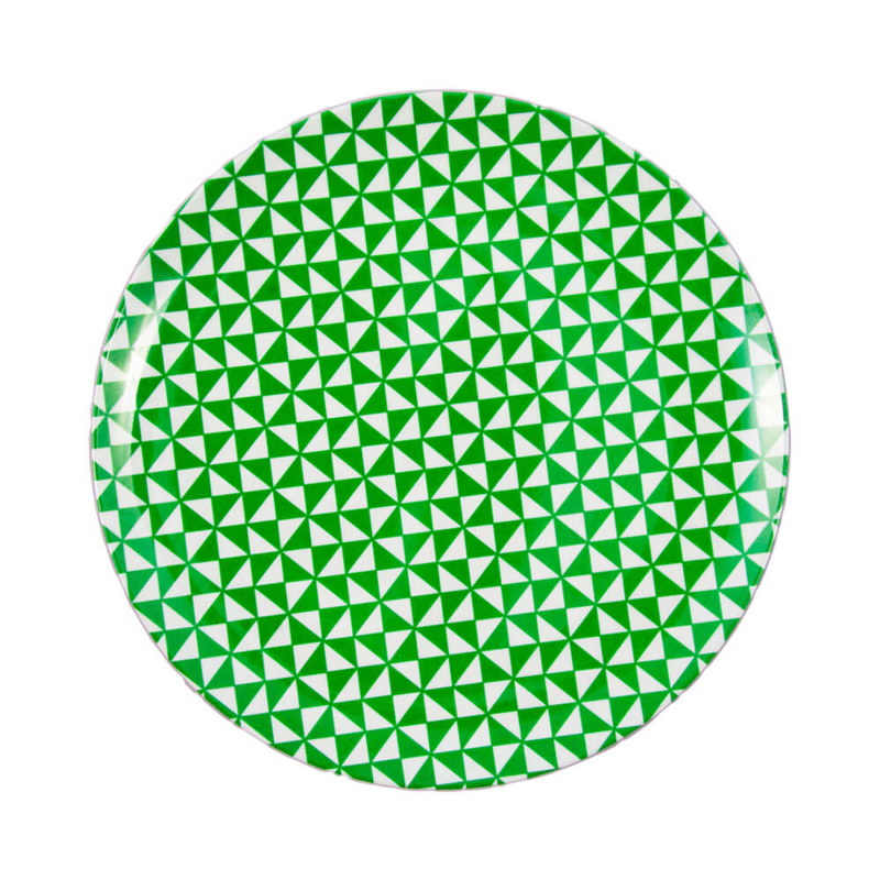 Piatto in melamina colorato geometrico verde