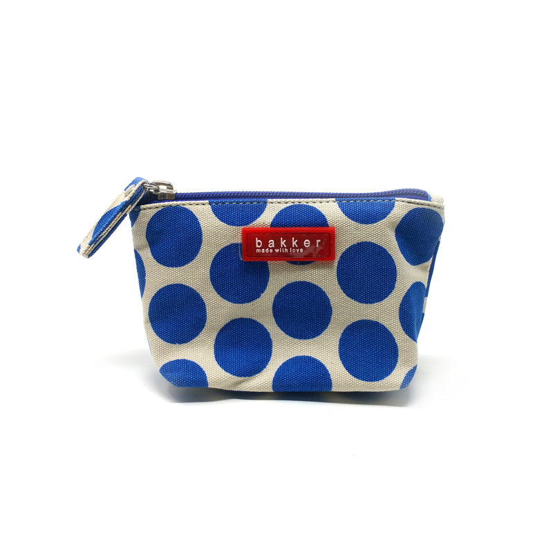 Custodia in tela di cotone con cerniera - mini - Blue Dots