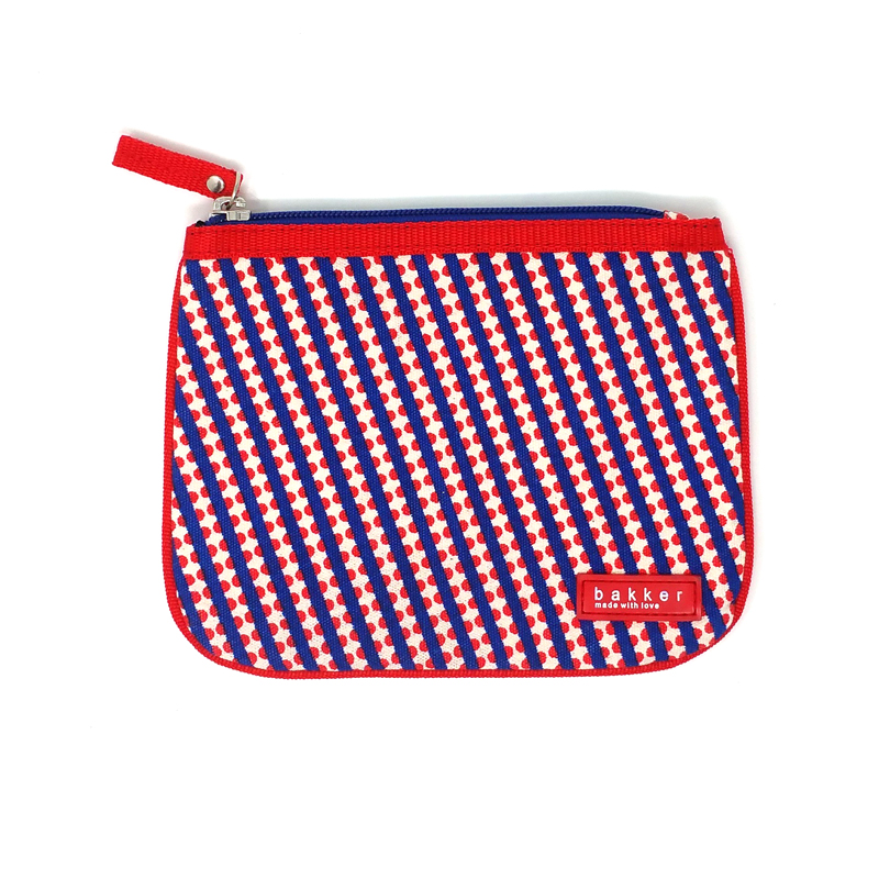 Bustina piatta in tela con cerniera - Piccola pochette - Dots on stripes