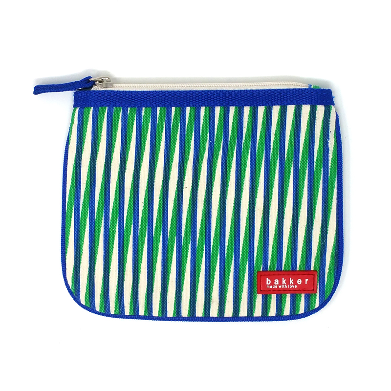 Bustina piatta in tela con cerniera - Piccola pochette - Green & Blue