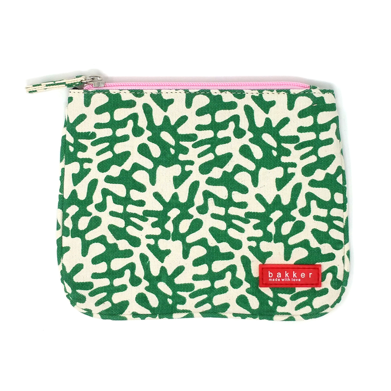 Bustina piatta in tela con cerniera - Piccola pochette - Tropik green