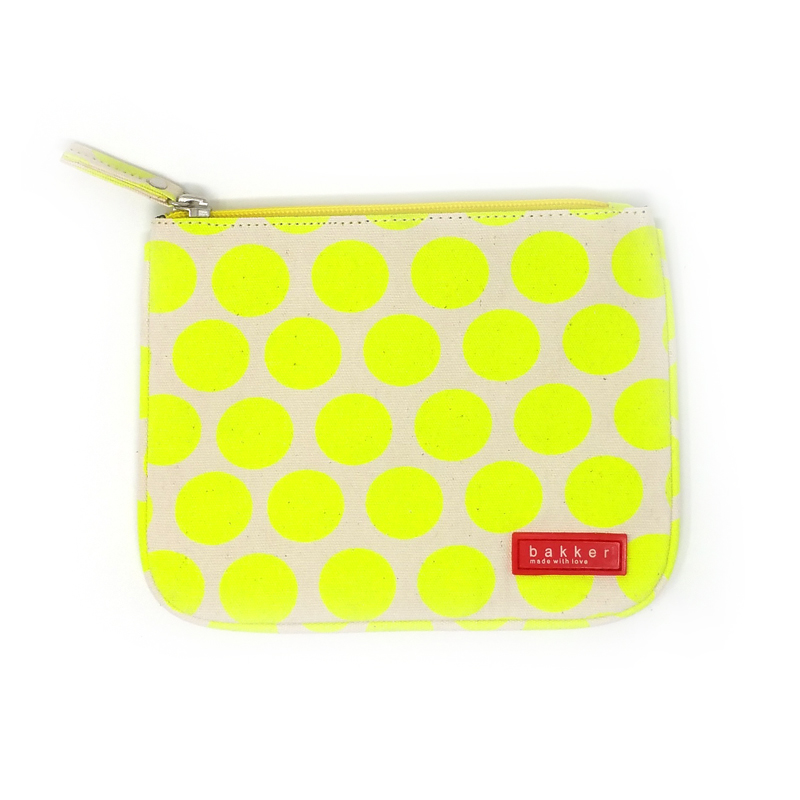 Bustina piatta in tela con cerniera - Piccola pochette - Yellow Dots