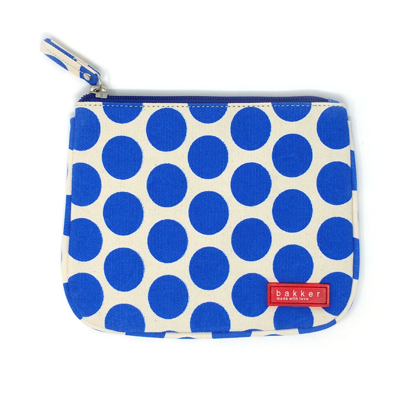 Bustina piatta in tela con cerniera - Piccola pochette - Blue Dots