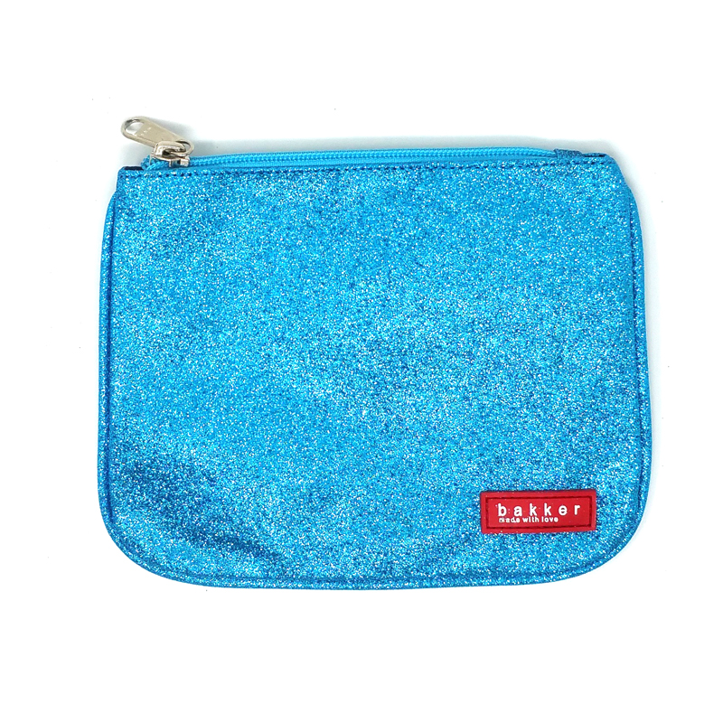 Bustina piatta in tela con cerniera - Piccola pochette - Glitter & Blue