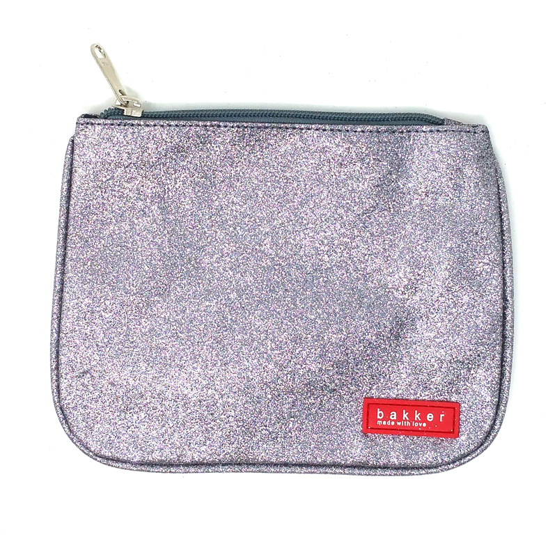 Bustina piatta in tela con cerniera - Piccola pochette - Glitter & Grey