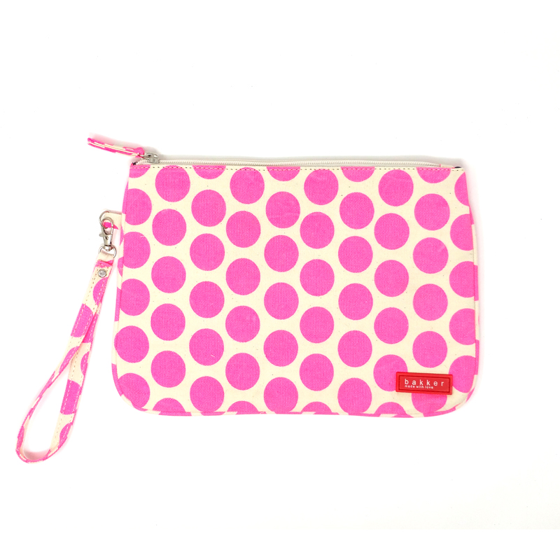 Pochette con manicotto e cerniera (25x18 cm) - Pink Dots