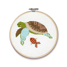 Punto croce - Kit per realizzare una tartaruga e un pesciolino